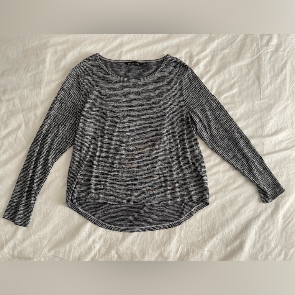 Athleta Navy Blue White Striped Long Sleeve Tunic